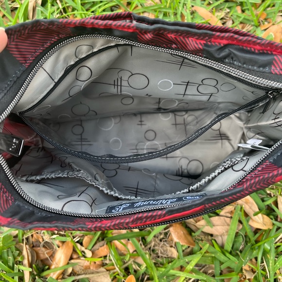 NWT Lug Shimmy Red Black Buffalo Checkered Shoulder Purse with Adjustable Straps - Picture 5 of 12